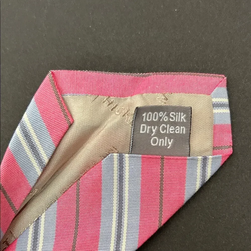 Hickey Freeman Pink Striped Men's Tie, 100% Silk, Office to Special Occasion